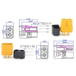 Amass XT60H Connector Power Plug Male/Female Gold Plated w/ Protective Shell